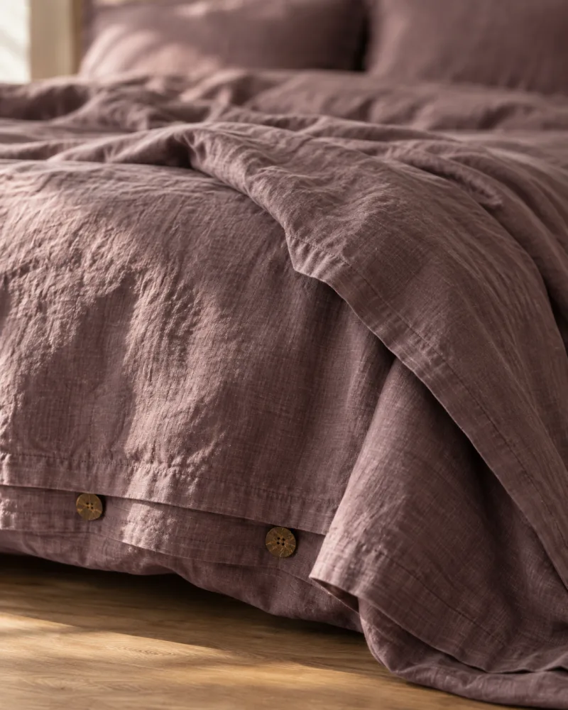 Serenity Stonewashed Linen Bedding Set — edge detail