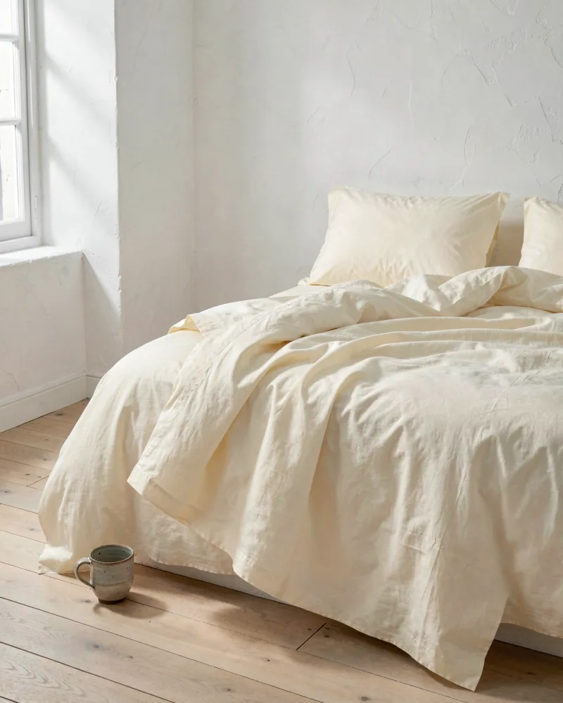 Cloud Egyptian Sateen Sheet Set — in the bedroom