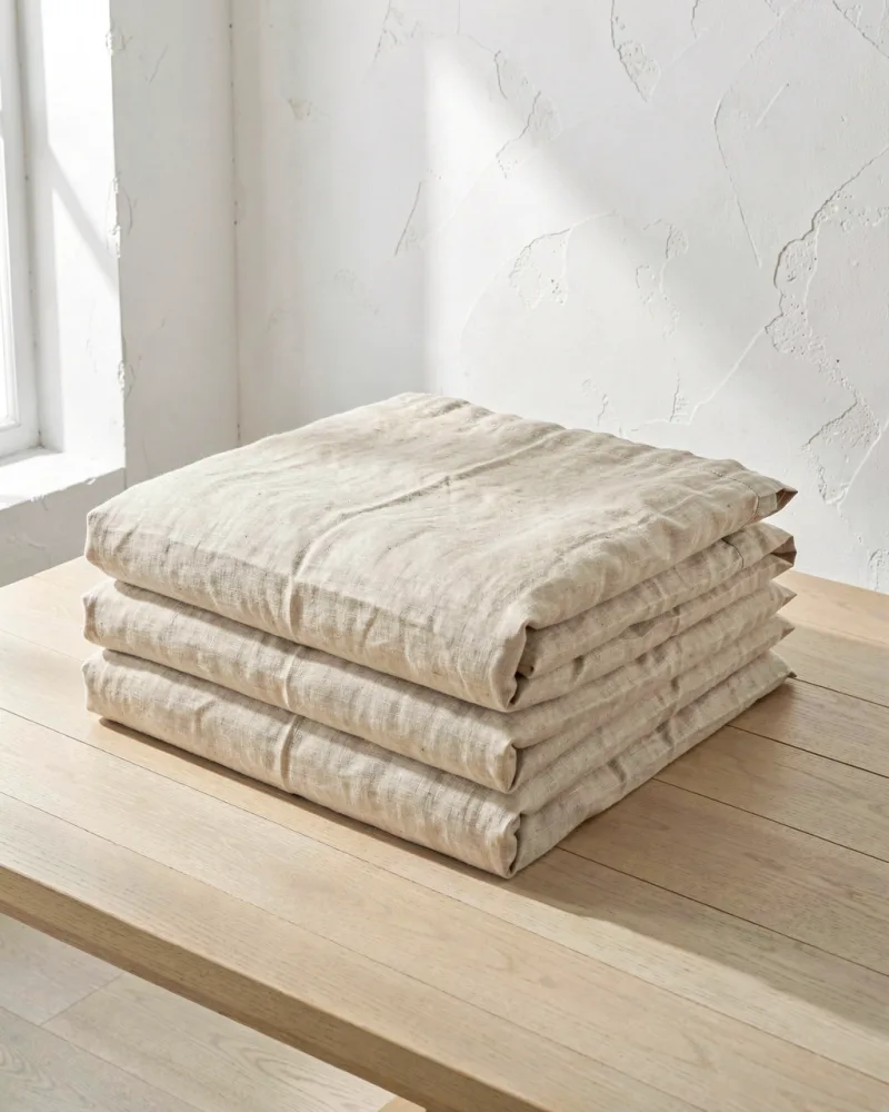 Atelier Raw-Edge Linen Duvet Cover — folded