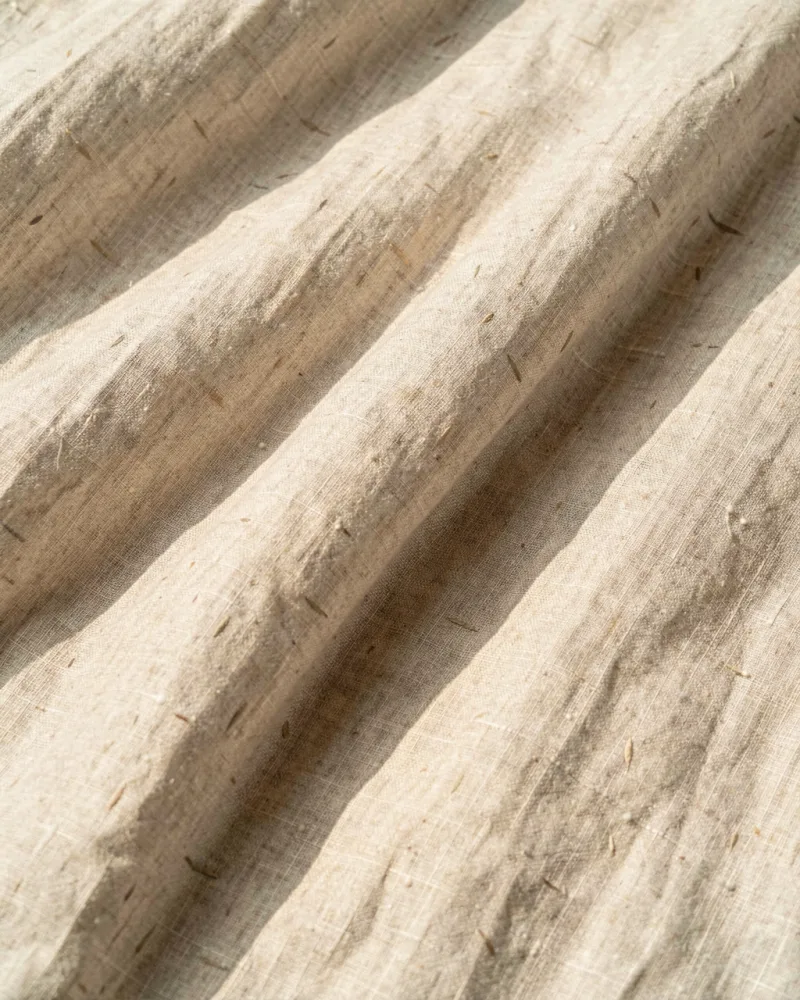 Atelier Raw-Edge Linen Duvet Cover — fabric close up