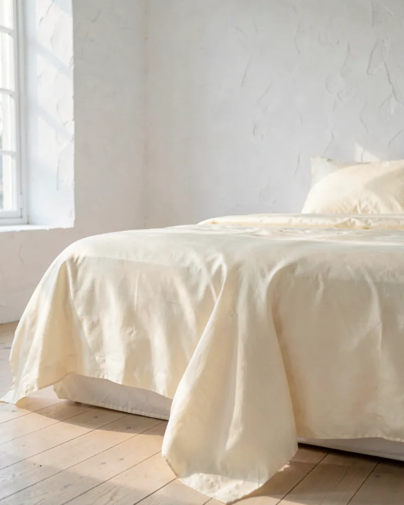 Cloud Egyptian Sateen Sheet Set — low angle