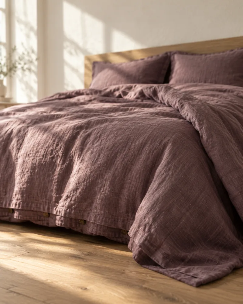 Serenity Stonewashed Linen Bedding Set — low angle