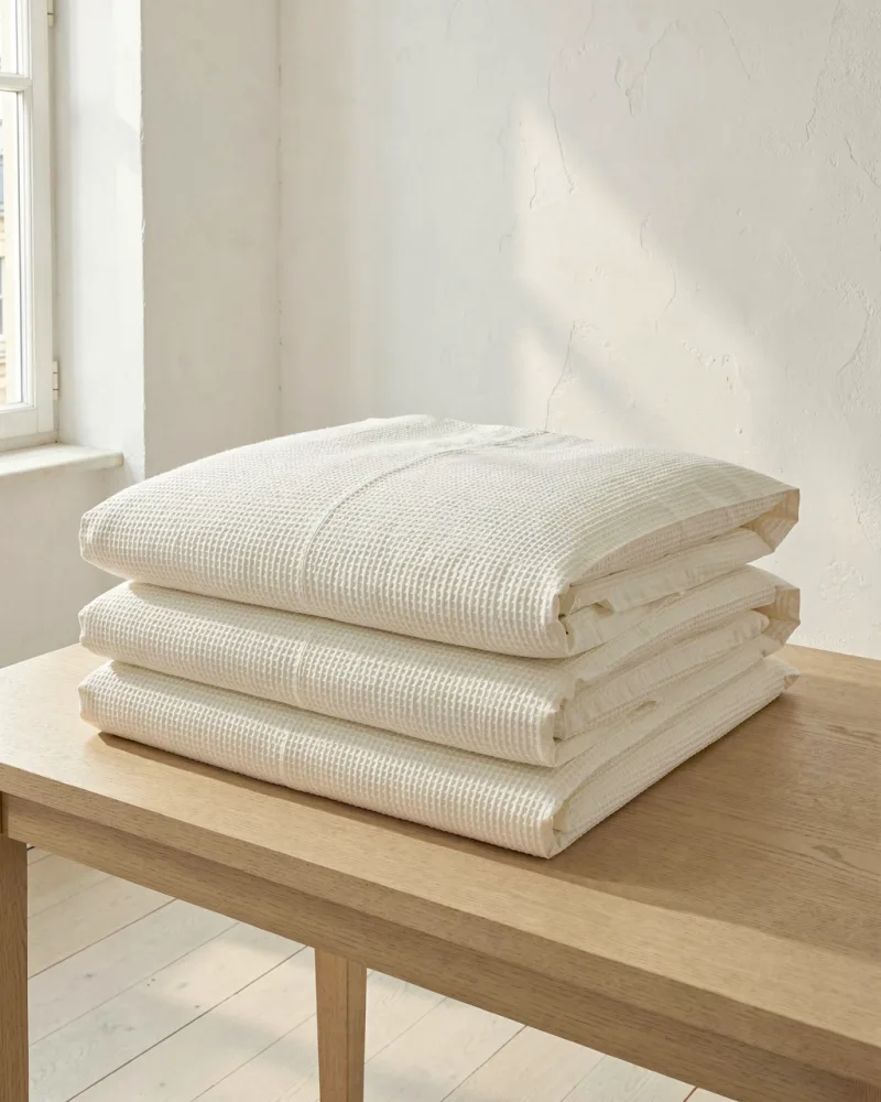 Maison Waffle Cotton Bedding Set — folded